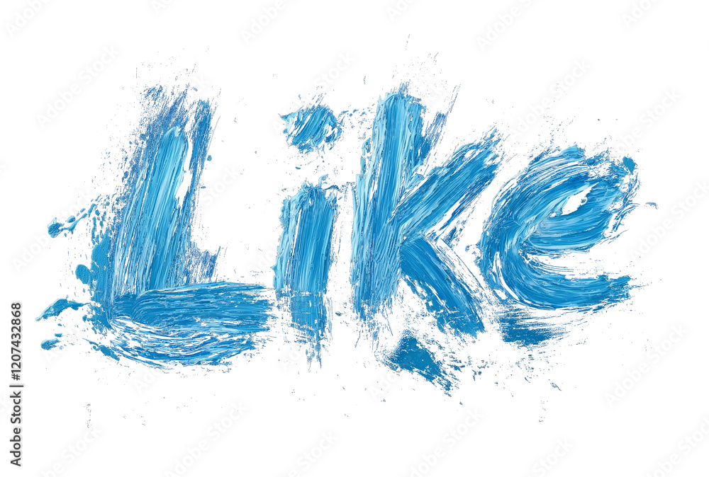 Poster sky blue word like painted with soft and airy brushstrokes on transparency background
