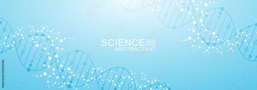 Poster structure molecule and communication dna, atom, neurons. science concept for your design. connected 