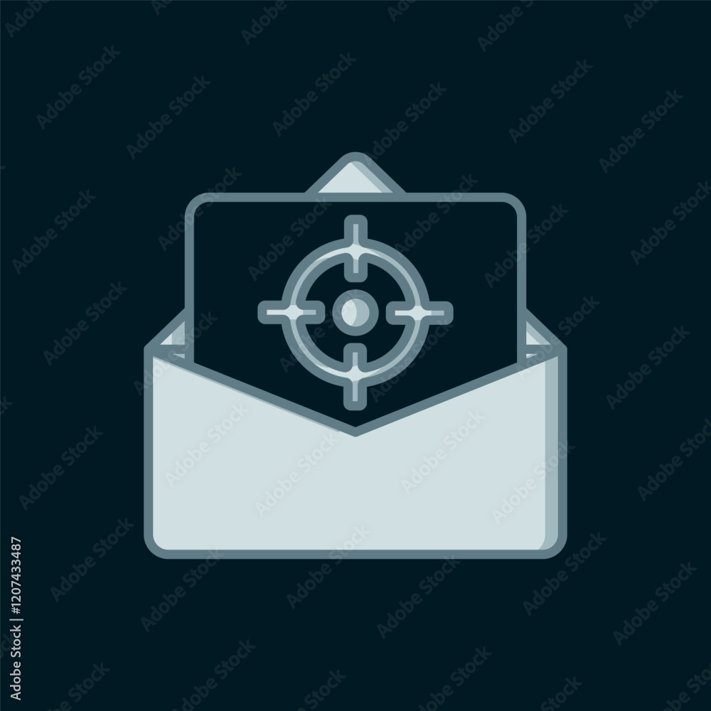 Poster line mail and e-mail icon isolated on black background. envelope symbol e-mail. email message sign. 