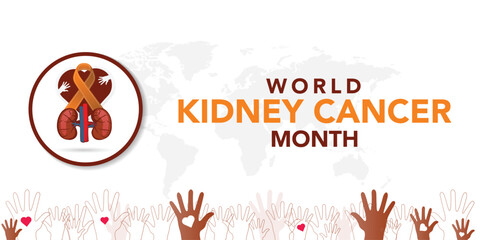 National Kidney month observed annually in March to raise awareness about kidney disease. Vector illustration.
