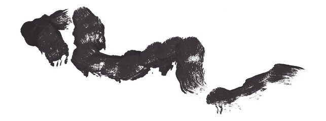 Black brush stroke isolated on transparent background.