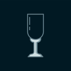 Line Glass of champagne icon isolated on black background. Flat filled outline style with shadow. Vector