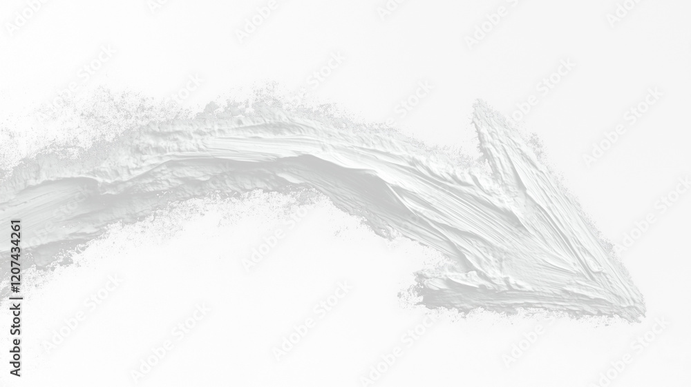Fototapete white curved arrow with dry brush texture on transparency background, conveying dynamic movement