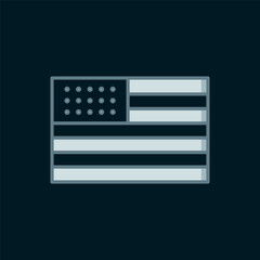 Line American flag icon isolated on black background. Flag of USA. United States of America. Flat filled outline style with shadow. Vector