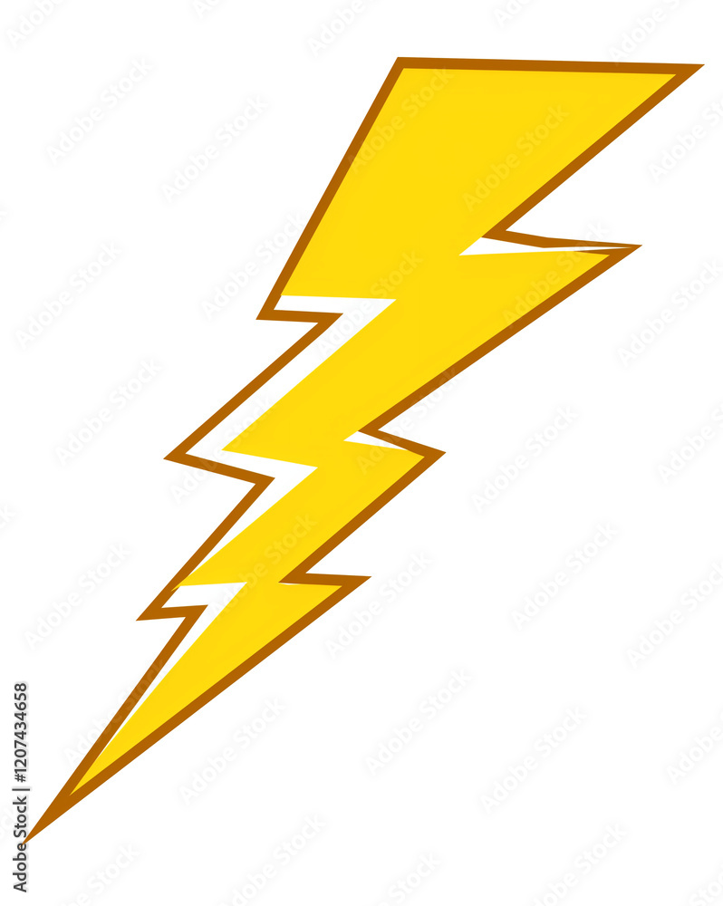 Poster vibrant yellow lightning bolt arrow isolated on transparency background, symbolizing energy and powe