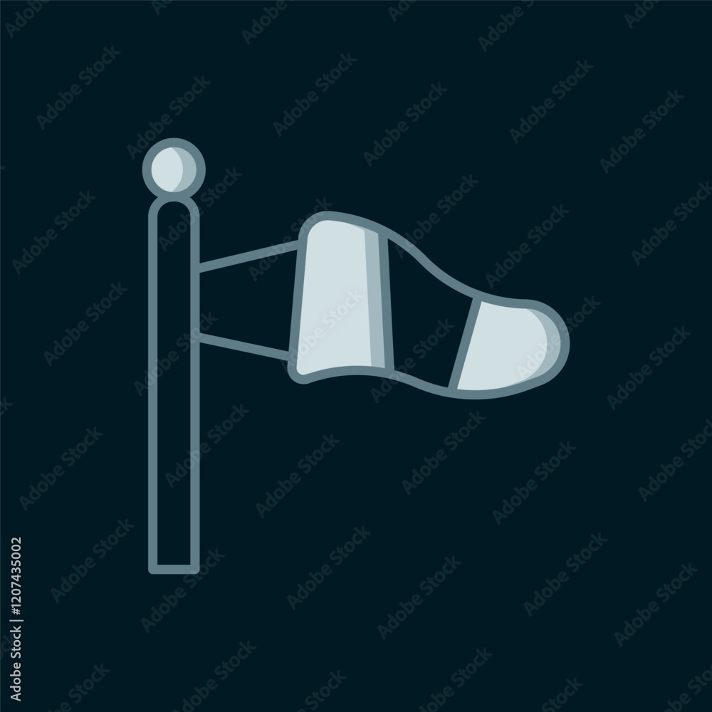 Aufkleber line cone meteorology windsock wind vane icon isolated on black background. windsock indicate the di