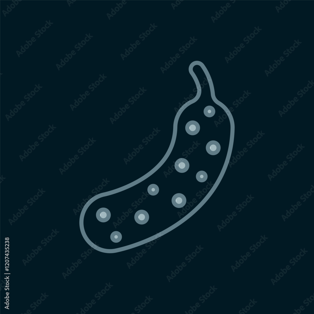 Poster line fresh cucumber icon isolated on black background. flat filled outline style with shadow. vector