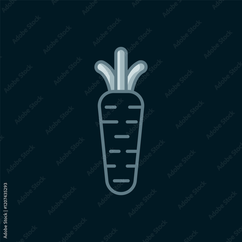 Poster line carrot icon isolated on black background. flat filled outline style with shadow. vector
