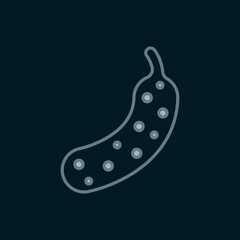 Line Fresh cucumber icon isolated on black background. Flat filled outline style with shadow. Vector