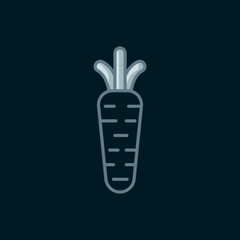 Line Carrot icon isolated on black background. Flat filled outline style with shadow. Vector