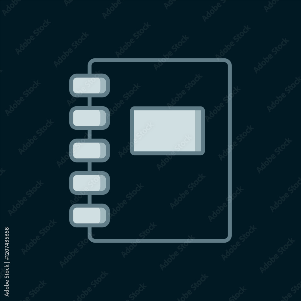Poster line notebook icon isolated on black background. spiral notepad icon. school notebook. writing pad. 