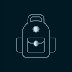 Line School backpack icon isolated on black background. Flat filled outline style with shadow. Vector