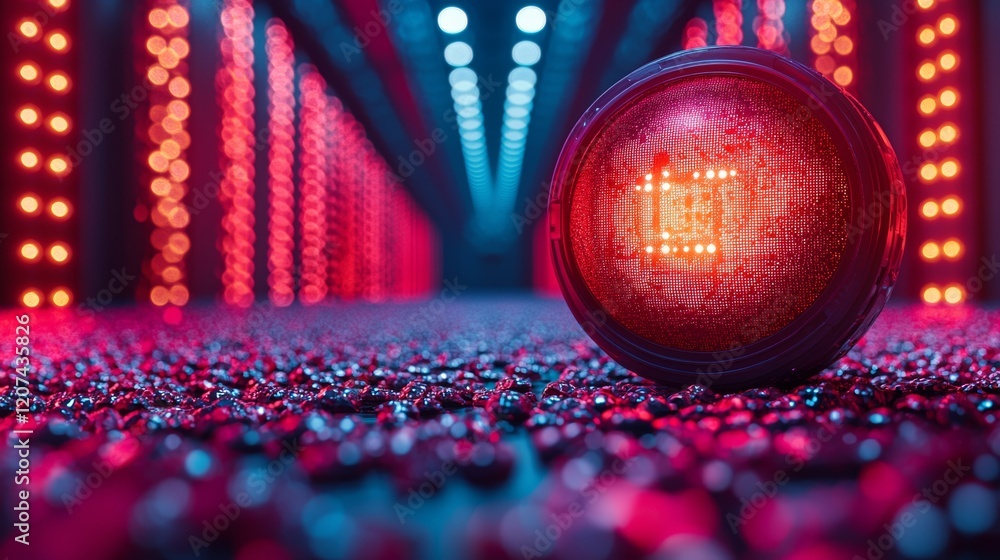 Aufkleber Glowing Red Orb in a Sci-Fi Setting