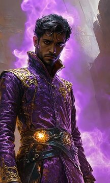 mage wizard in purple robes