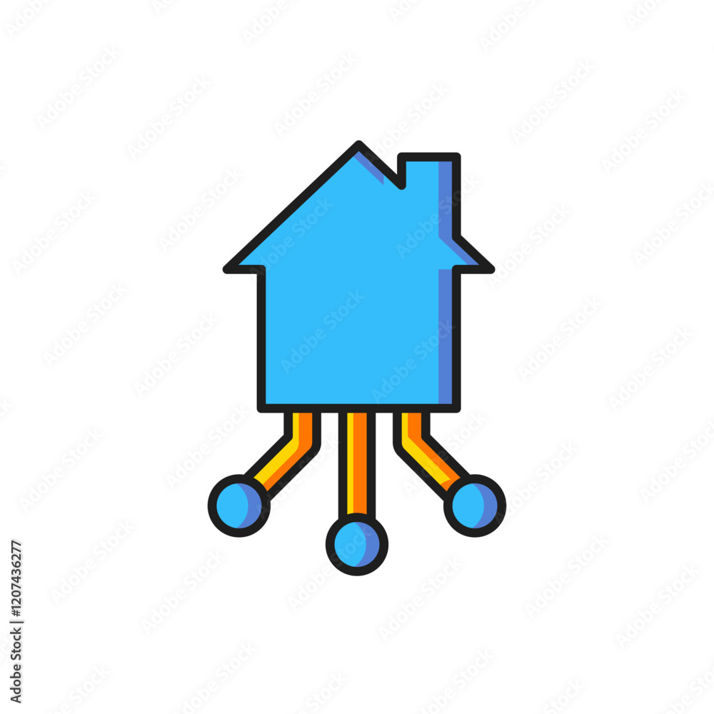 Poster color smart home icon isolated on white background. remote control. flat filled outline style with s