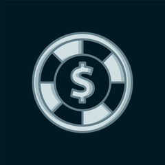 Line Casino chips icon isolated on black background. Casino gambling. Flat filled outline style with shadow. Vector