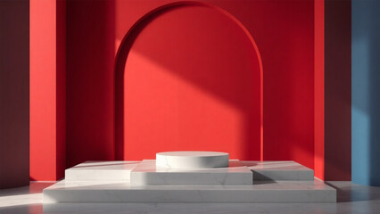 a photography studio podium for beauty products