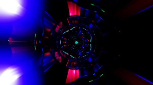 Changing abstract shapes in a seamless loop with strobe light effects