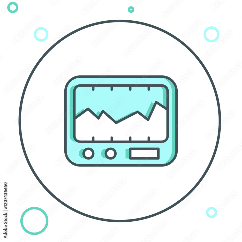 Poster line electrical measuring instrument icon isolated on white background. analog devices. measuring de