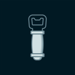 Line Bottle opener icon isolated on black background. Flat filled outline style with shadow. Vector