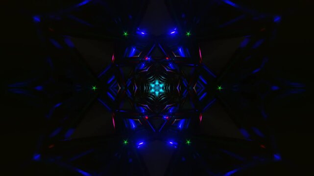Abstract background with vibrant geometric shapes and strobe lights