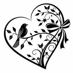 Obraz premium Valentine's Day vector silhouette black design white background