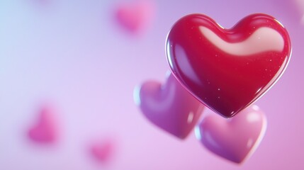 Fototapeta premium Romantic Red Heart with Pink Hearts Background Valentine s Day Concept Love Affection