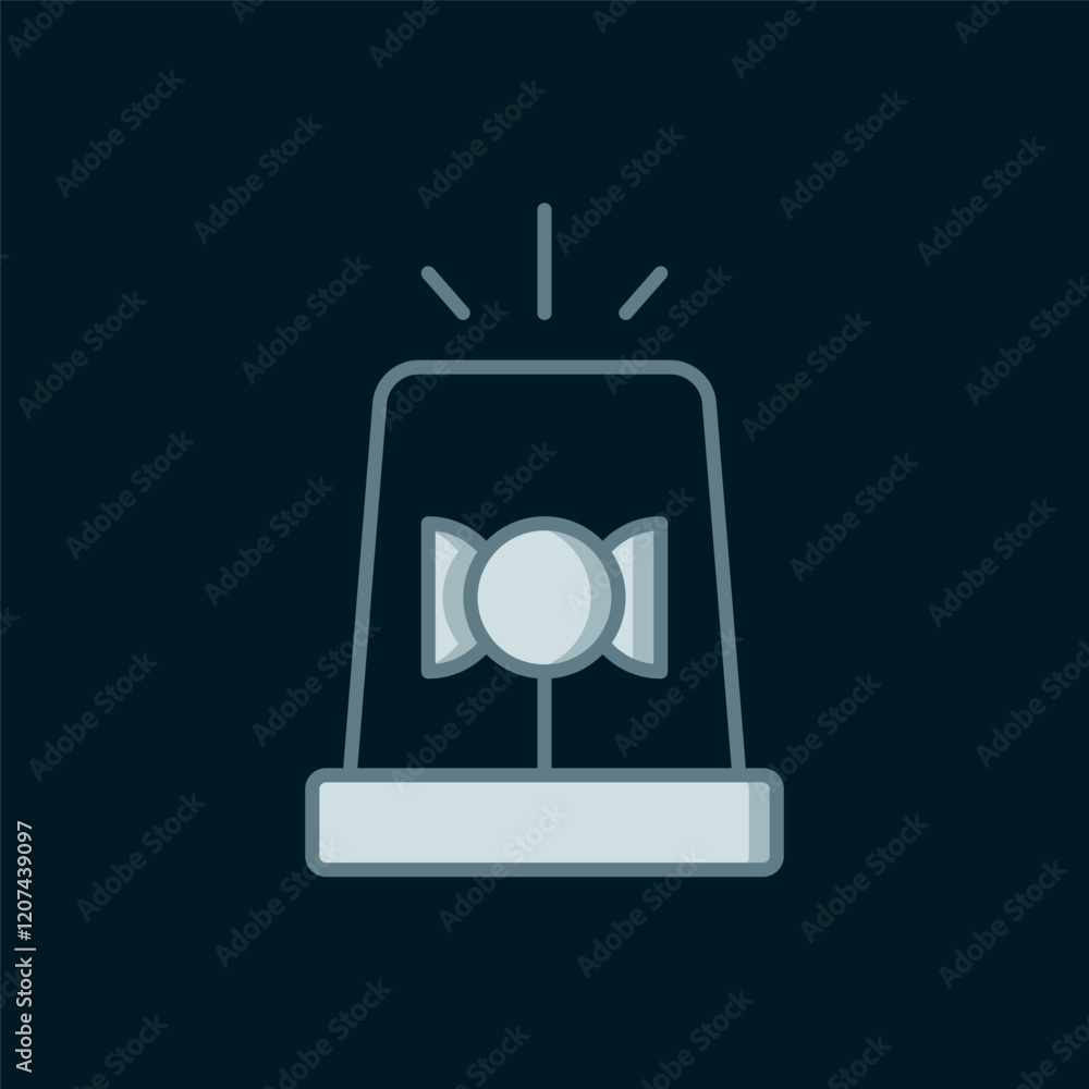 Poster line flasher siren icon isolated on black background. emergency flashing siren. flat filled outline 
