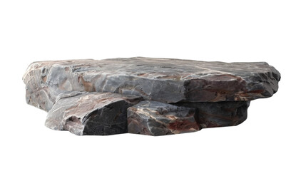 Flat rock podium for product display, isolated on white background