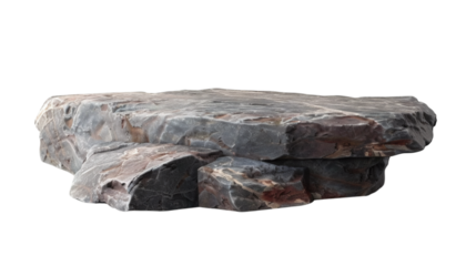 Flat rock podium for product display, isolated on white background