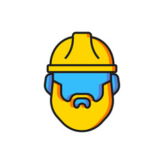 Color Bearded lumberjack man icon isolated on white background. Flat filled outline style with shadow. Vector