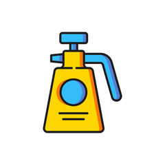 Color Garden sprayer for water, fertilizer, chemicals icon isolated on white background. Flat filled outline style with shadow. Vector