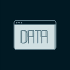 Line Data analysis icon isolated on black background. Business data analysis process, statistics. Charts and diagrams. Flat filled outline style with shadow. Vector
