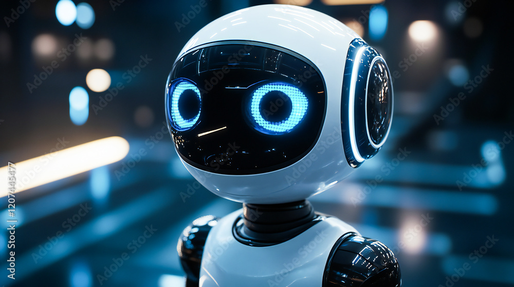 Aufkleber chat bot, virtual online assistant robot powered by ai. chatbot to answer customer's questions on we