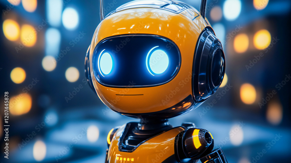 Poster chat bot, virtual online assistant robot powered by ai. chatbot to answer customer's questions on we