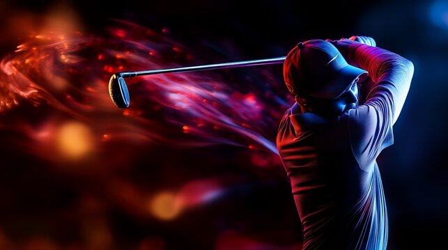 Dynamic Golf Swing: A Nighttime Sports Photography Masterpiece