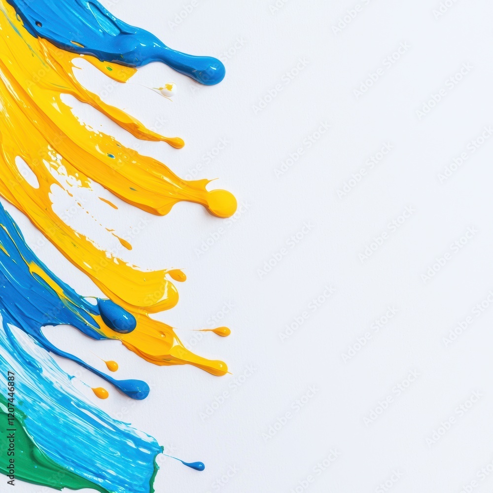 Poster vibrant abstract art with colorful paint splashes creating a dynamic pattern