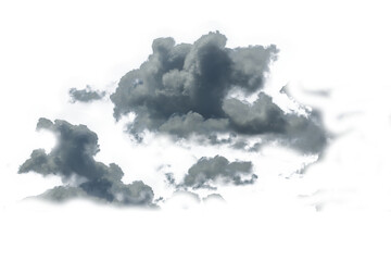 White clouds isolated on black background, clounds set