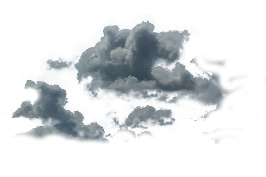 White clouds isolated on black background, clounds set