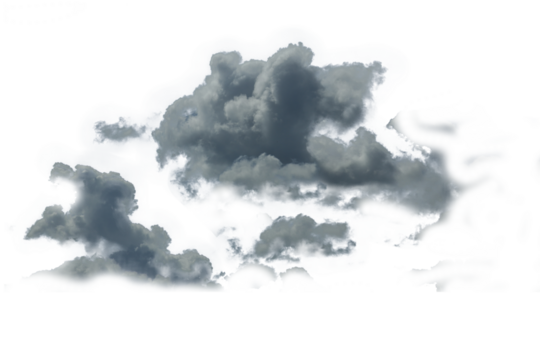 White clouds isolated on black background, clounds set