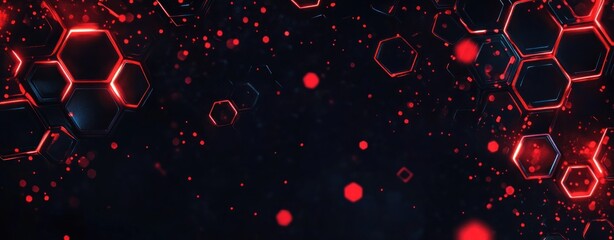 Abstract Red Hexagon Network: Futuristic Digital Background