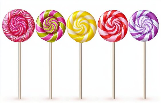 seamless of  Lollipop with spiral rainbow colors, twisted sucker candy on stick