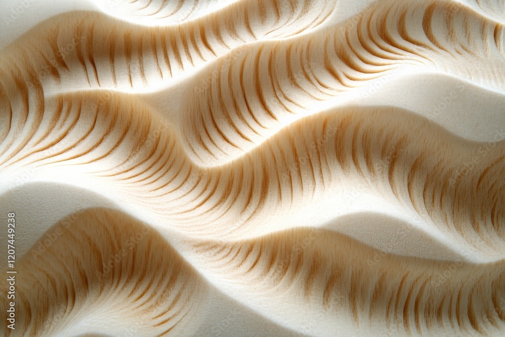 Poster textured patterns of sand showcasing natural waves and curves in a warm beige tone during daylight