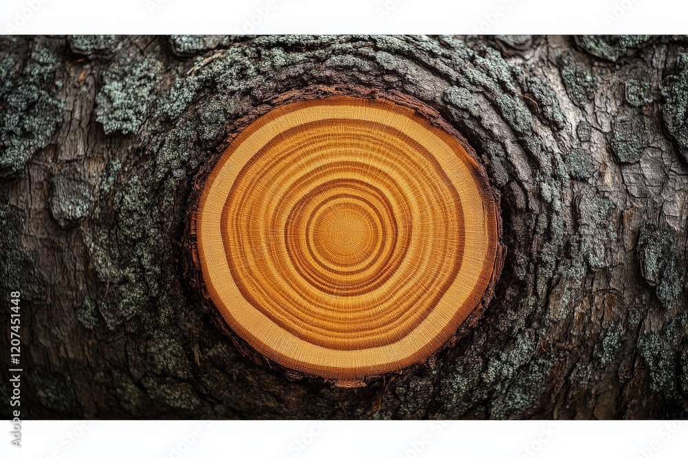 Poster beautiful cross-section of a tree trunk showcasing natural wood patterns and growth rings