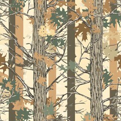Blend In with Nature. Seamless tree camouflage pattern with natural forest elements concept