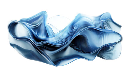 A dynamic, flowing abstract design featuring waves of blue tones, showcasing elegance and movement against a transparent background.