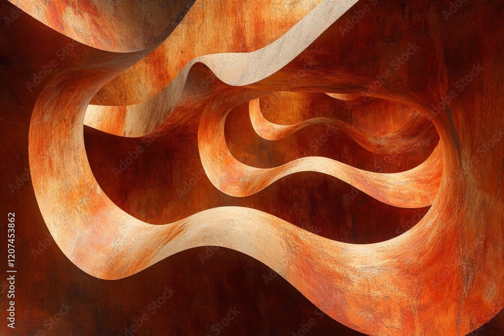 Leinwandbilder Abstract curves of warm tones create an intriguing passage in modern architecture
