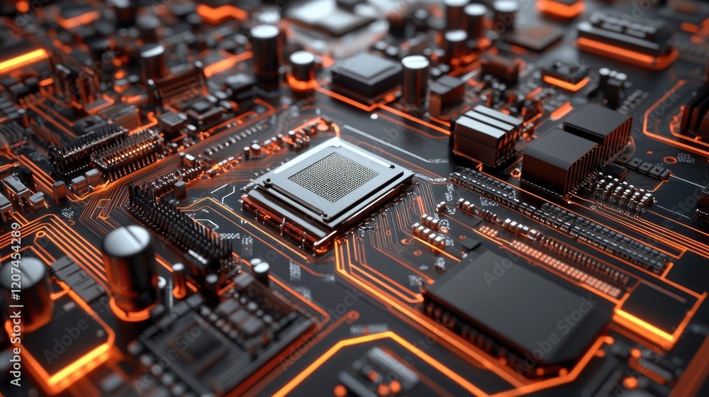 Poster a clean and efficient electronics assembly line producing circuit boards.