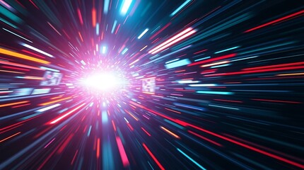 Abstract Speed Tunnel with Vibrant Neon Lights