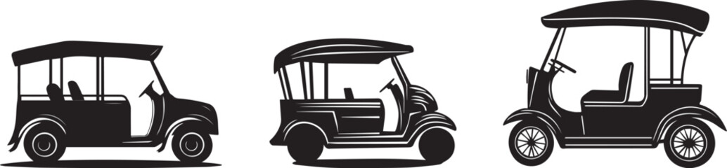 Silhouette set of auto rickshaw in motion vector silhouette